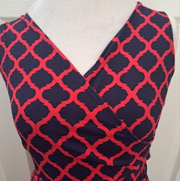Mix By 42 Hawthorne Kassidy Red & Navy Faux Wrap Dress Size Sp - Picture 2 of 12